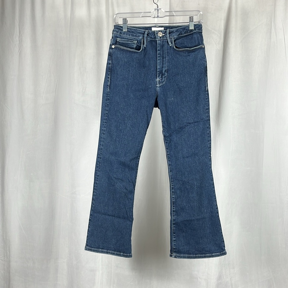 Frame Le One Crop Mini Boot Cut Jeans in Ackerman. - Picture 5 of 12
